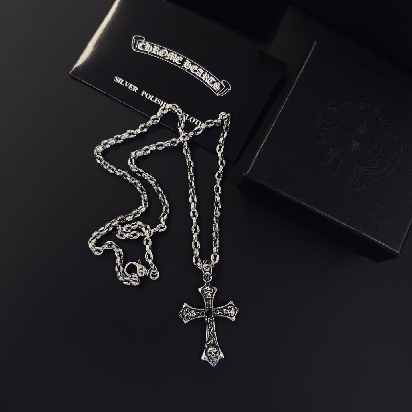 Chrome Hearts Silver Cross Pendant Necklace